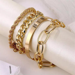 Pack Of 4 Punk & Classic Gold Metallic Light Bangles