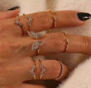 GC Pack Of 8 Aesthetic Butterfly Vibe Rings