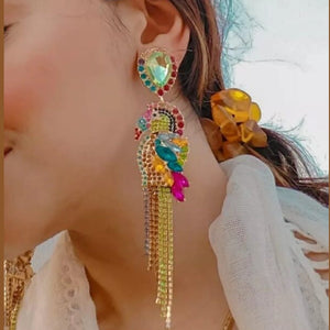 GC Parrot Earrings Rhinestone Crystal Ultra Luxurious