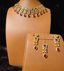 Shanaya Indian Exclusive Mirror Kundan Jewel Set (Ruby)