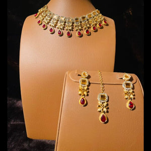 Shanaya Indian Exclusive Mirror Kundan Jewel Set (Ruby)