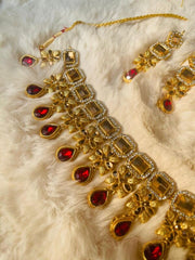 Shanaya Indian Exclusive Mirror Kundan Jewel Set (Ruby)