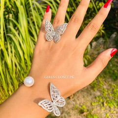 Deluxe Crystal Silver Rhinestone Bracelet & Ring Duo