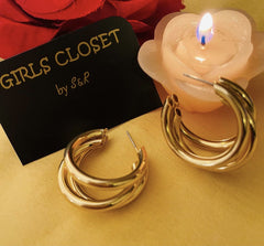 GC Gold Plated Metallic Statement Trio Hoops