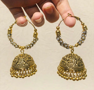 Round Gold Detailed Traditional Jhumkas