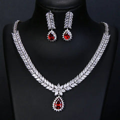Georgina 18k White Gold Plated Swarovski Ruby Stone