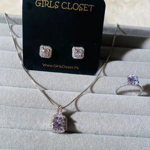 Tiffany 925 Sterling Silver Princess Cut Solitaire Combo