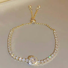 GC 18K Gold Plated Bracelet Rhinestones Exaggerated