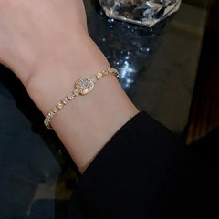 GC 18K Gold Plated Bracelet Rhinestones Exaggerated