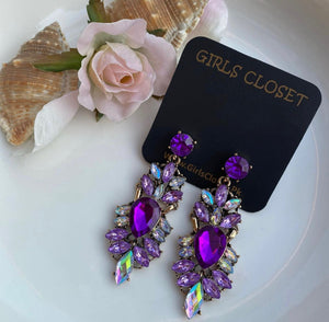 Crystalina Ultra Luxurious Purple Rhinestone Zircon Earrings