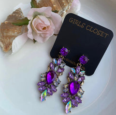 Crystalina Ultra Luxurious Purple Rhinestone Zircon Earrings
