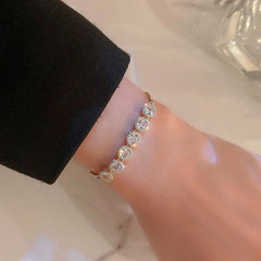 GC 18K Gold Plated Bracelet Filled With Rhinestones