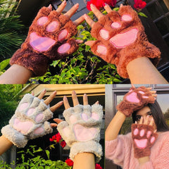 Winter Wind Break Fluffy Mitten Gloves (Premium)