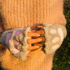 Winter Wind Break Fluffy Mitten Gloves (Premium)