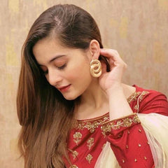 GC Double Hoop Gold Plated Metal Earrings