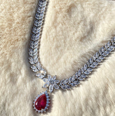 Georgina 18k White Gold Plated Swarovski Ruby Stone