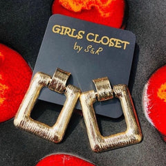 GC Square Designer Gold Plated Earrings