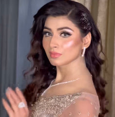 Elizabeth Zircon Necklace & Earrings Set Diamond Vibe Bridal (Silver)