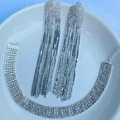 GC Dynamite Sterling Silver Super Luxurious Combo Choker and Tassel Earrings