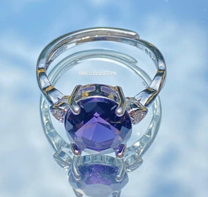 Amelia 925 Sterling Chaandi Violet Luxurious Ring (Adjustable Size)