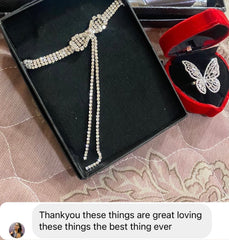 MONICA Pure Silver Crystal Butterfly Adjustable Ring