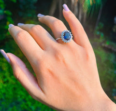 Princess Diana Royal Crystal Blue Sapphire Zirconium Set