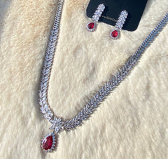 Georgina 18k White Gold Plated Swarovski Ruby Stone