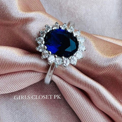 Princess Diana Royal Crystal Blue Sapphire Zirconium Set