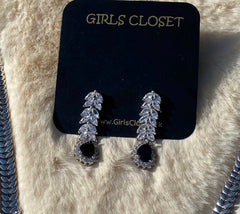 Georgina 18k White Gold Plated Swarovski Crystal Black Stone