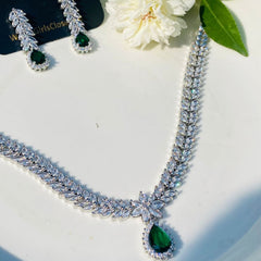 Georgina 18k White Gold Plated Swarovski Emerald Stone