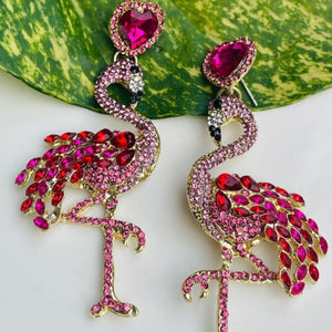 GC Flamingo Earrings Crystal Luxury Rhinestone