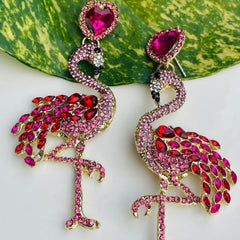 GC Flamingo Earrings Crystal Luxury Rhinestone
