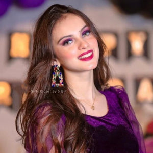 Glamorous Ruby Sapphire & Emerald Fusion Earrings