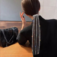 GC Ultra Luxurious Rhinestone Tassel Headwear Clip (Silver)
