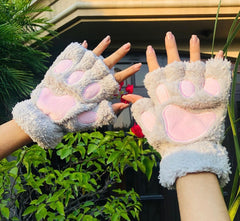 Winter Wind Break Fluffy Mitten Gloves (Premium)