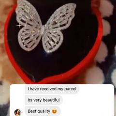 MONICA Pure Silver Crystal Butterfly Adjustable Ring