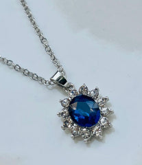 Princess Diana Royal Crystal Blue Sapphire Zirconium Set