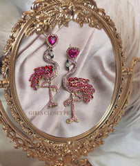 GC Flamingo Earrings Crystal Luxury Rhinestone