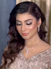 Elizabeth Zircon Necklace & Earrings Set Diamond Vibe Bridal (Silver)