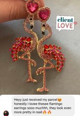 GC Flamingo Earrings Crystal Luxury Rhinestone