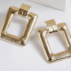 GC Square Designer Gold Plated Earrings
