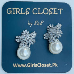 Ultra Luxury Snowflake Zircon Pearl Earrings