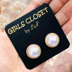 Snow White Exotic Gold Pearl Studs