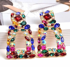 Glamorous Ruby Sapphire & Emerald Fusion Earrings