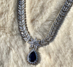 Georgina 18k White Gold Plated Swarovski Crystal Black Stone