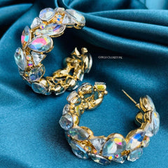 GC Zircon Studded Diamond Vibe Statement Hoops