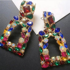 Glamorous Ruby Sapphire & Emerald Fusion Earrings
