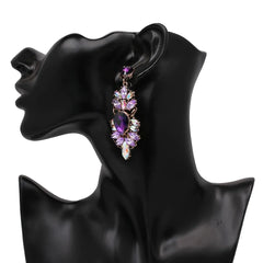 Crystalina Ultra Luxurious Purple Rhinestone Zircon Earrings