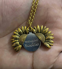 You are My Sunshine Engraved Sunflower Open Locket Pendant