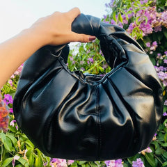 GC Croissant Premium Ruched Shoulder Leather Bag